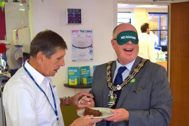 Stephen Haymes and Pat Dillon raising money Macmillan with Arun District Council