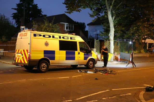 Road traffic collision between a pedal bike and a police van. Pictures: Eddie Mitchell SUS-160929-100038001