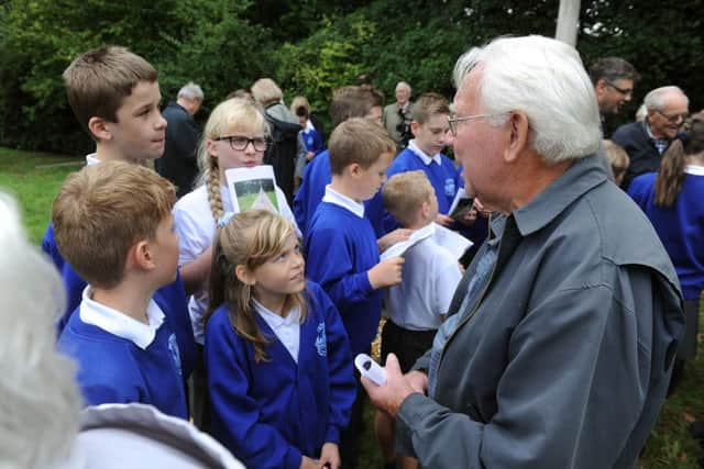 Annual memorial service for bombing of Petworth Boys School. Children hear about what it was like. Pic Steve Robards  SR1628629 SUS-160929-165619001