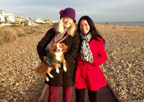 Laura Westcott, right, with Carol Cleveland on Shoreham Beach u1UFl0QEn71oAY-P_GH8