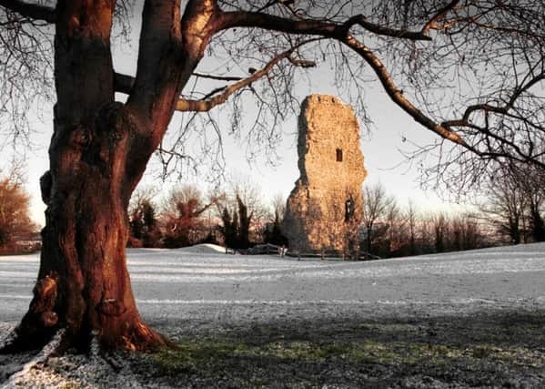 A wintry scene at Bramber Castle