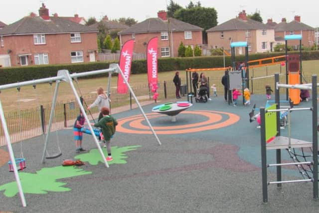 Opening of refurbished play area in St George's Road, Bexhill. Children from Chantry Community Primary School SUS-161017-100507001