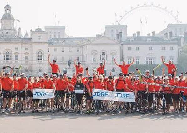 The cyclists taking part in the charity bike ride