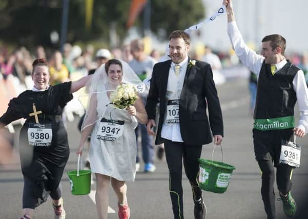 Donna Claringbold with hubby Stephen Bridewell, Donna's brother Neill as best man and Neill's partner Nikki Channon SUS-161025-130600001