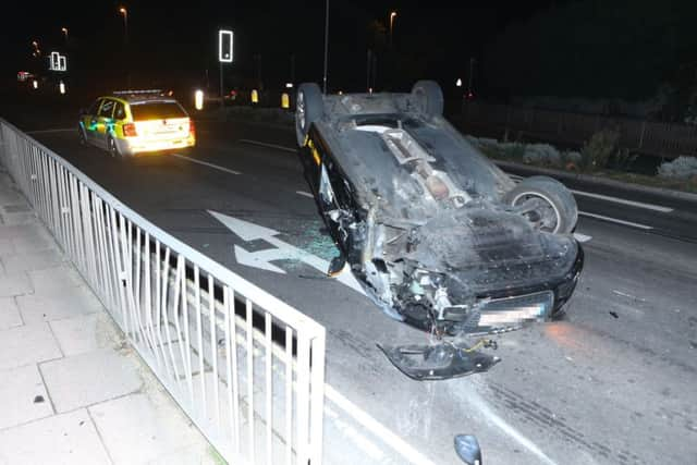 The car flipped over at around 1am on Sunday (November 6) morning in Broadwater Road, Worthing. Eddie Mitchell