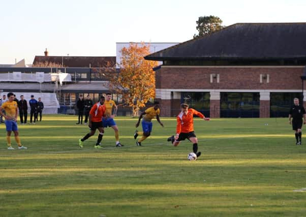 Lloyd Rowlatt tucks away a penalty / Picture by Adam Sewell