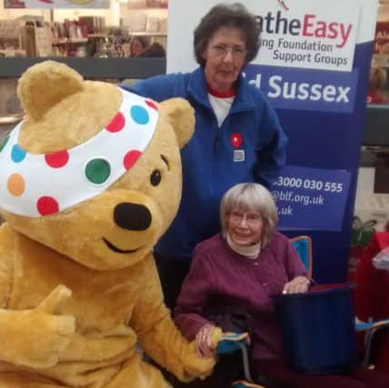 Breathe Easy members with Pudsey Bear