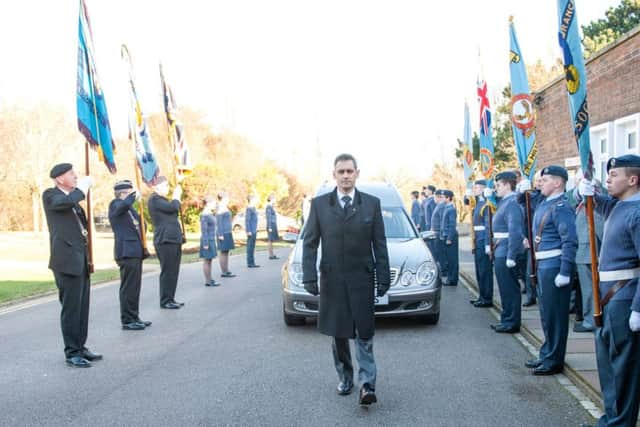 Standard bearers at the service at Eastbourne Crematorium. Photo by Frank Copper