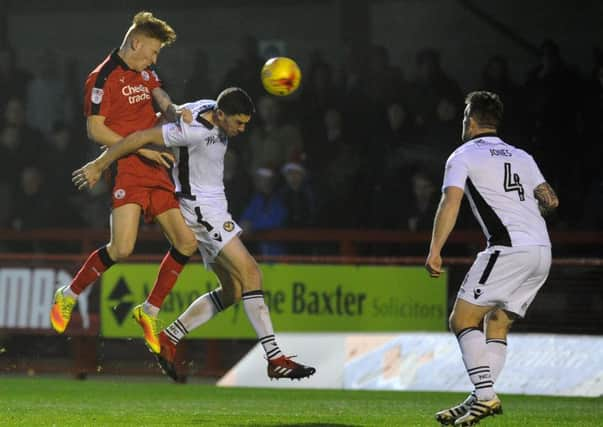 Crawley Town's Josh Yorwerth scores against Newport County (Photo by Jon Rigby) SUS-161217-181040002