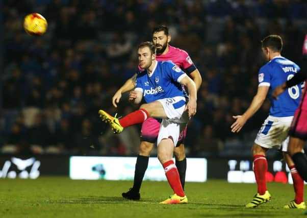 Matt Clarke in action against Hartlepool. Picture: Joe Pepler