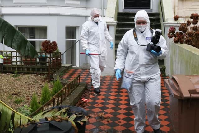 A man died after falling from a flat in Charles Road, St Leonards, in the early hours of New Year's Day. Picture by Eddie Mitchell. SUS-170101-151906001