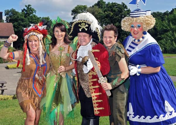 Hilary O'Neil (Mrs Darling), Emma Barton (Tinkerbell), Shaun Williamson (Captain Hook), Sam Lupton (Peter Pan), Michael J Batchelor (Mrs Smee)