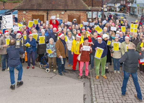 Demonstrators in Steyning protesting about proposed car parking charges. Photo: Frank Bull SUS-161221-115111001