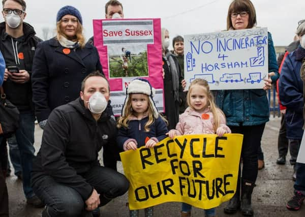 Dozens protest against plans for an incinerator in Horsham.