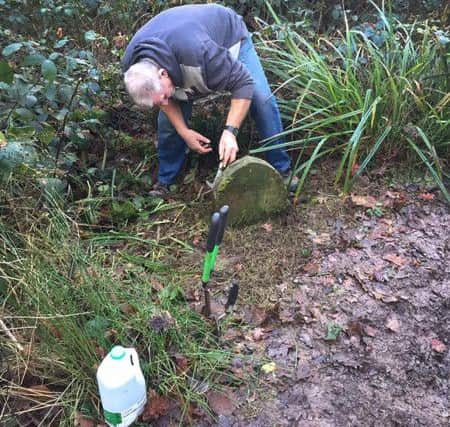 Sid Saunders came across a headstone for a pet rabbit in Marline Wood dated 1882. SUS-170701-133221001