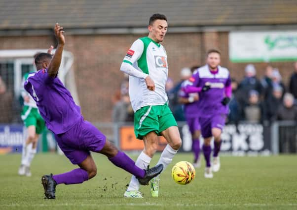 Jimmy Muitt on the ball for Bognor against Enfield / Picture by Tim Hale