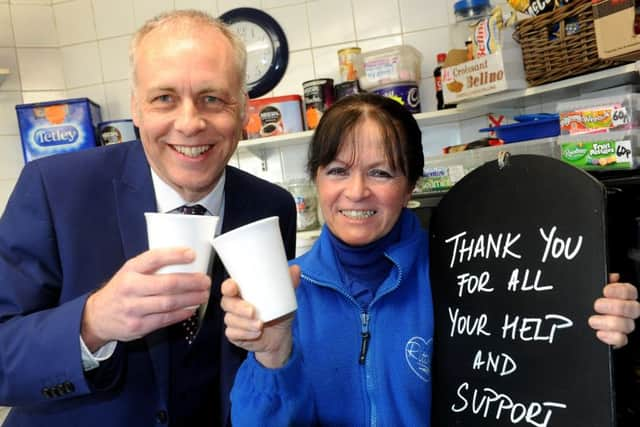 Carol Ritchie with Shaun Adams at Angmering railway station. Picture: Steve Robards