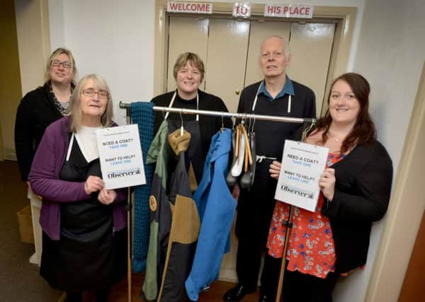 L-R:  Kerry Stevens (Observer newspaper sales) , Margaret Sears (church trustee), Nicky Roper (church trustee), Rev Chris Sears MBE (church trustee) and Maria Hudd (Observer chief reporter)