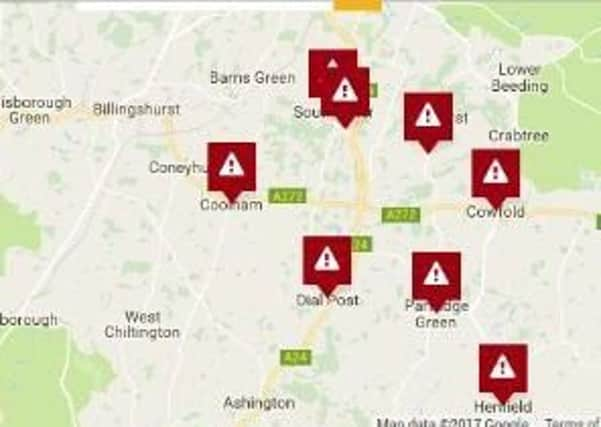 Map of areas affected by water problems SUS-170120-113951001