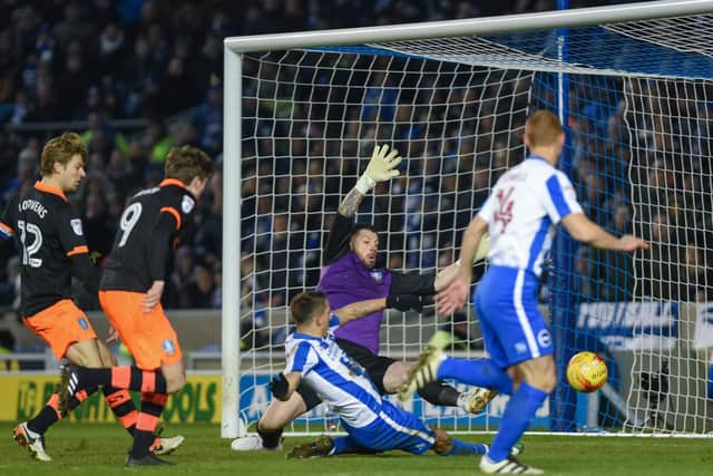 Anthony Knockaert slides home the winner. Picture by Phil Westlake (PW Sporting Photography)