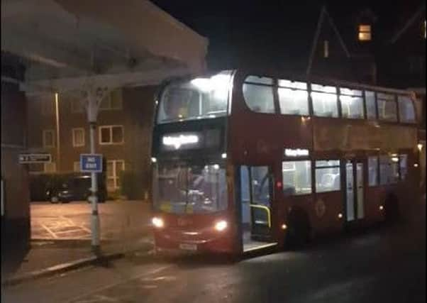 The rail replacement bus hit the canopy on its way to Eastbourne. Photo by Brian Jones SUS-170123-152220001