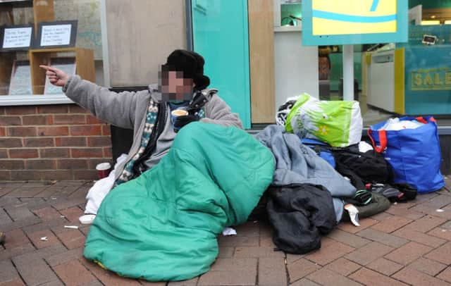 A homeless man in Eastbourne town centre this week