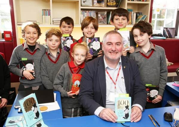 DM1712805a.jpg. Children's Laureate Chris Riddell visits Cumnor House School. Photo by Derek Martin SUS-170124-142311008