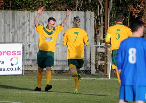 Horsham FC v East Grinstead FC. Horsham's first goal . Pic Steve Robards  SR1701375 SUS-170130-144752001