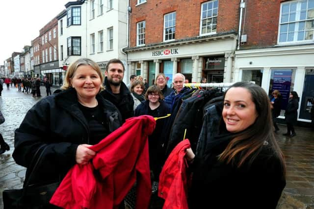 The Chichester Community Coat Rack was launched by the Four Streets Project and the Observer. ks170054-1 SUS-170402-192020008