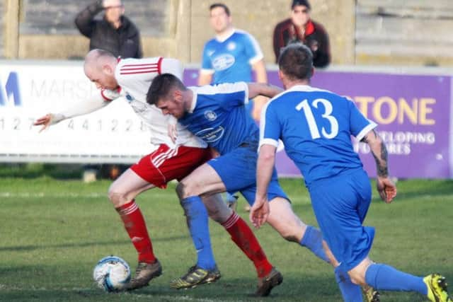 Action from Shoreham's match with Broadbridge Heath on Saturday. Picture by Derek Martin