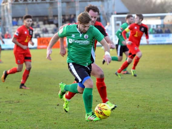 Billy Medlock in action against AFC Sudbury on Saturday