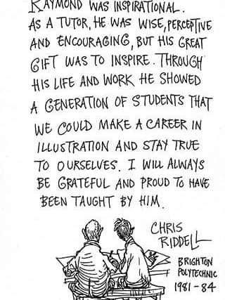 Childrens Laureate Chris Riddell, who was taught illustration by Raymond Briggs at Brighton Polytechnic, created a piece to mark the lifetime award. SUS-171002-134707001