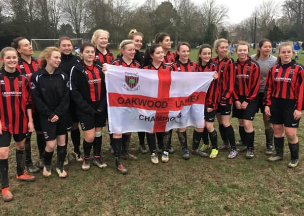 Oakwood ladies celebrate becoming Sussex League champions SUS-170214-002445002