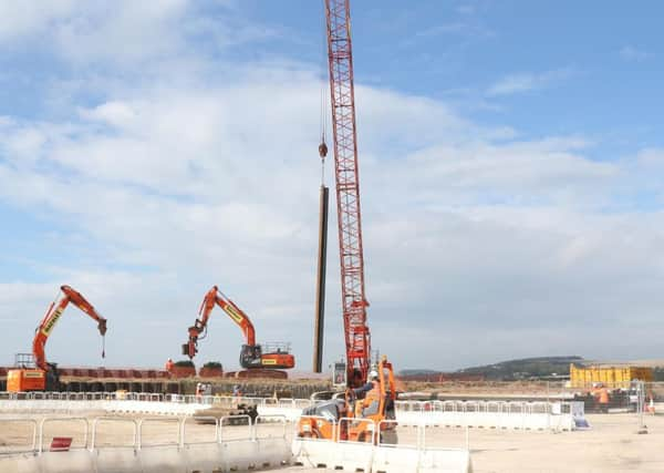 The flood defence work taking place towards the end of last year. Picture: Eddie Mitchell