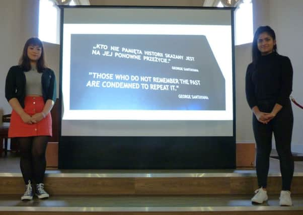 Year-12 students Tasmyn Ong and Salma Mohammed led the Holocaust Memorial Day commemorations at Our Lady of Sion School in Worthing