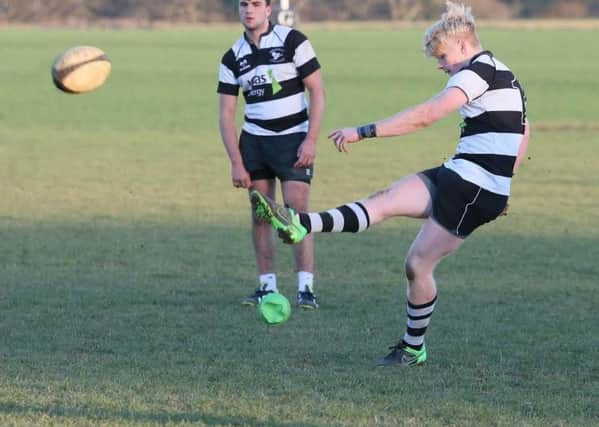 George Lee had a fine day with the boot hitting three conversions and a penalty, but hat-trick hero Brad Game took the main plaudits. Picture by warwickpics.com