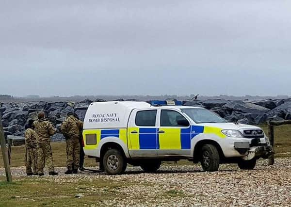 The bomb disposal team at Medmerry Beach