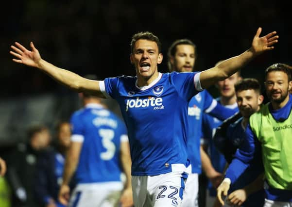 Kal Naismith celebrates his goal against Morecambe. Picture: Joe Pepler