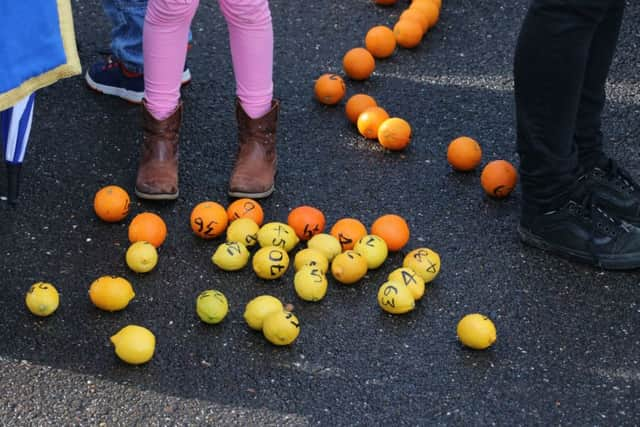 Fruit flingateers in Worthing. Pic by Eddie Mitchell