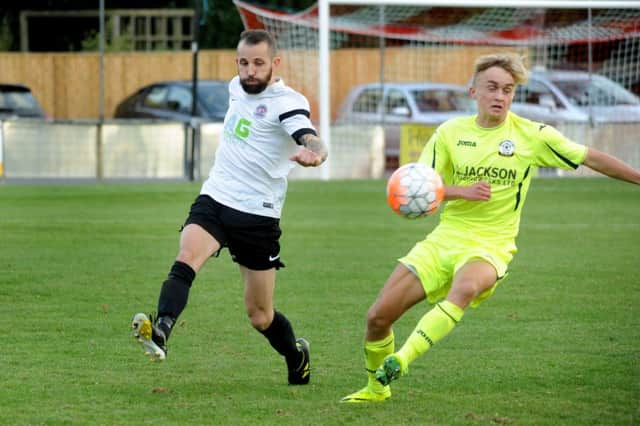 Horsham YMCA v Horndean in FA Vase. Dean Carden.  Pic Steve Robards  SR1631628 SUS-161025-093807001