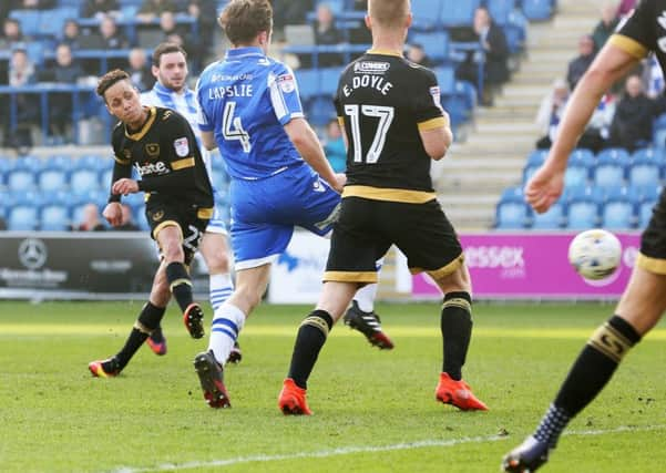 Kyle Bennett scores Pompey's second goal Picture: Joe Pepler