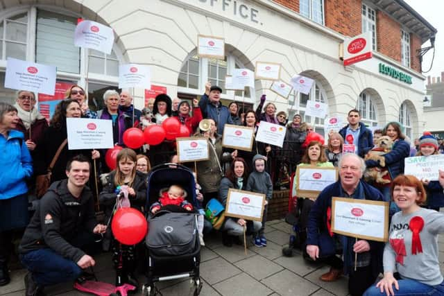 Protesters outside Shoreham Post Office