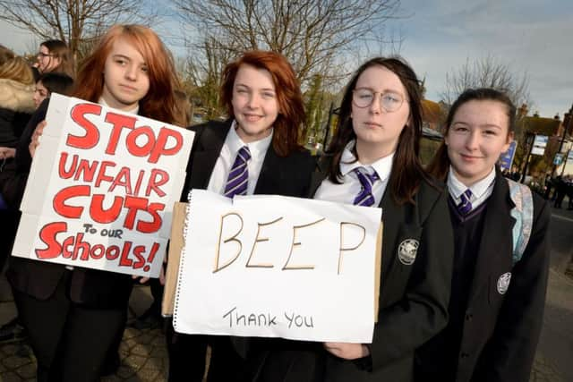 Protest against Rye Studio School cuts.