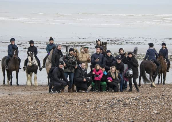 Goldie, Steven Graham and crew at Climping. Pic Scott Howard