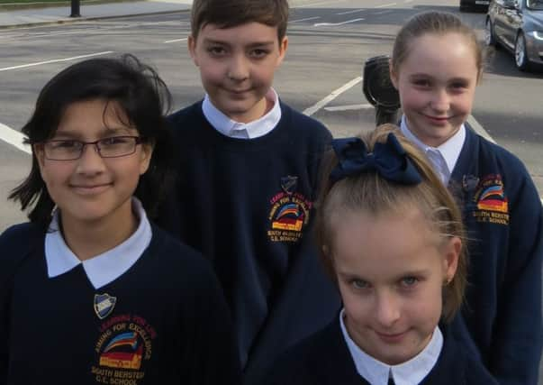 Among the 800 children and young people at the Commonwealth Day service at Westminster Abbey yesterday were these four pupils from South Bersted Primary School