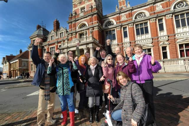 Downland Farm campaigners celebrate their victory outside The Town Hall in Eastbourne (Photo by Jon Rigby) SUS-170803-110558008