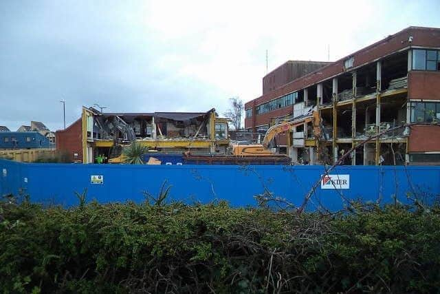 Reader Zoe Hutton sent in this photo of the demolition works