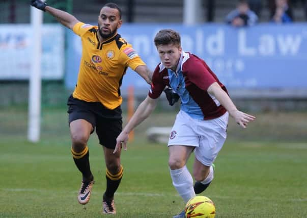 Sam Cruttwell on the ball during the reverse fixture between Hastings United and Cray Wanderers. Picture courtesy Scott White