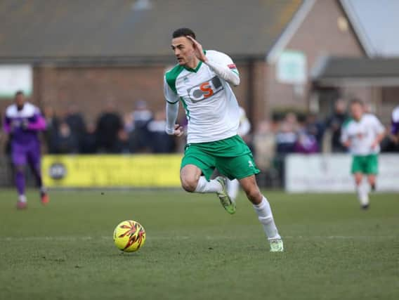 Jimmy Muitt, Bognor's three-goal hero at Sudbury / Picture by Tim Hale