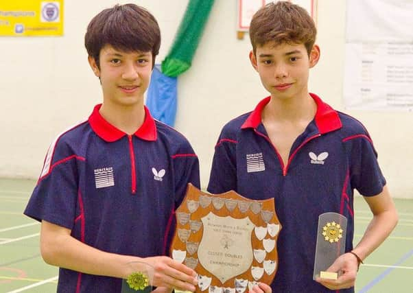 Haywards Heath Table Tennis League doubles champions Keigo Burnham and Charlie Hough SUS-171104-211825002